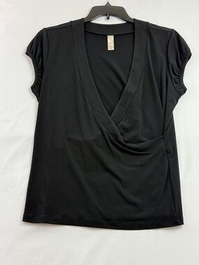 Merona Black Wrap-Style Short Sleeve Top